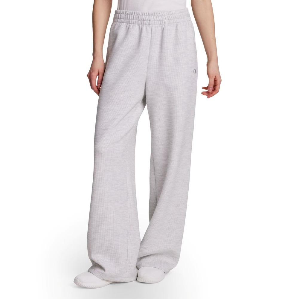 NWT Champion Women's Air Layer Ribbed Wide Leg Pant Size L Heather Gray